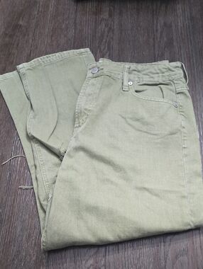 Olive High-Rise Cropped Ankle Pants